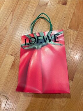 Loewe Red Tomato Graphic Gift Bag with Green Handles